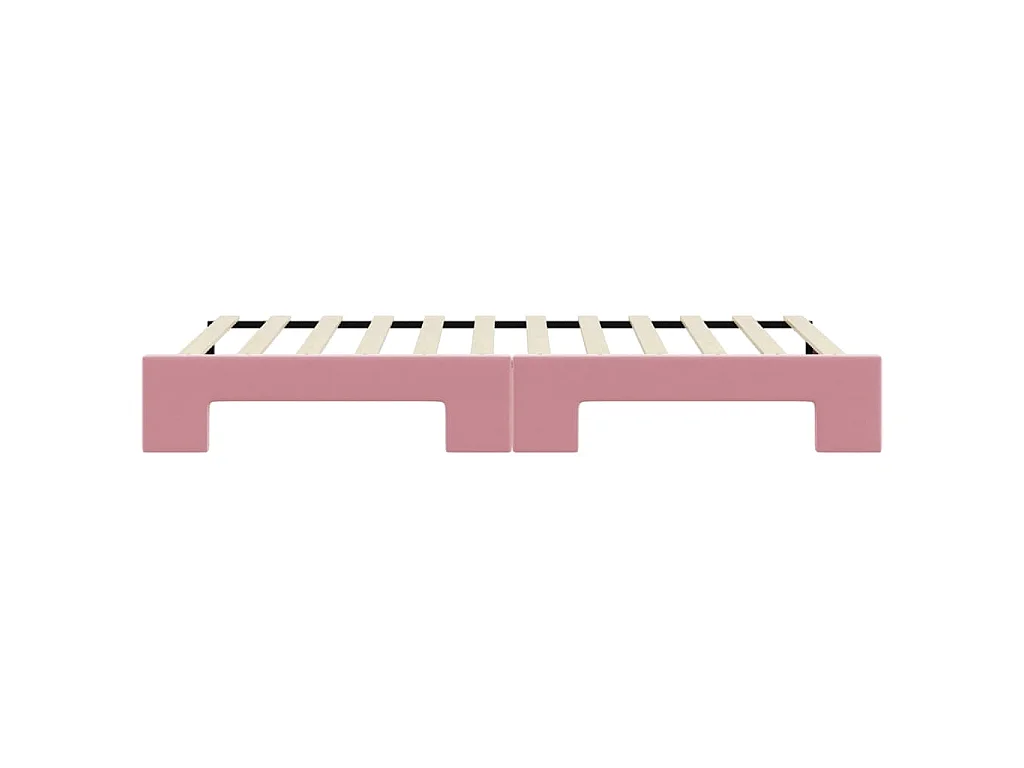 Slaapbank met onderschuifbed 80x200 cm fluweel roze