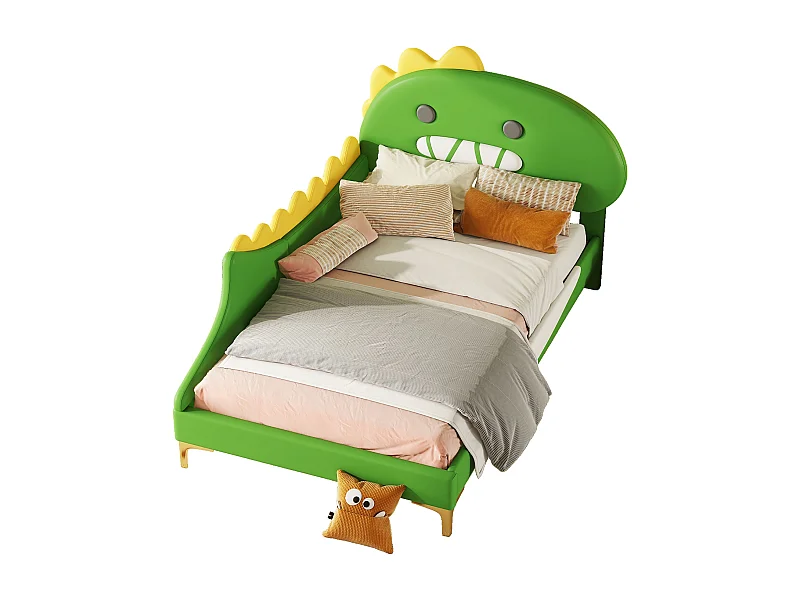 Cama acolchoada para adulto 180 x 843 cm, sem cabeceira, com faixa LED (monocromática), base com suspensão hidráulica, bege.