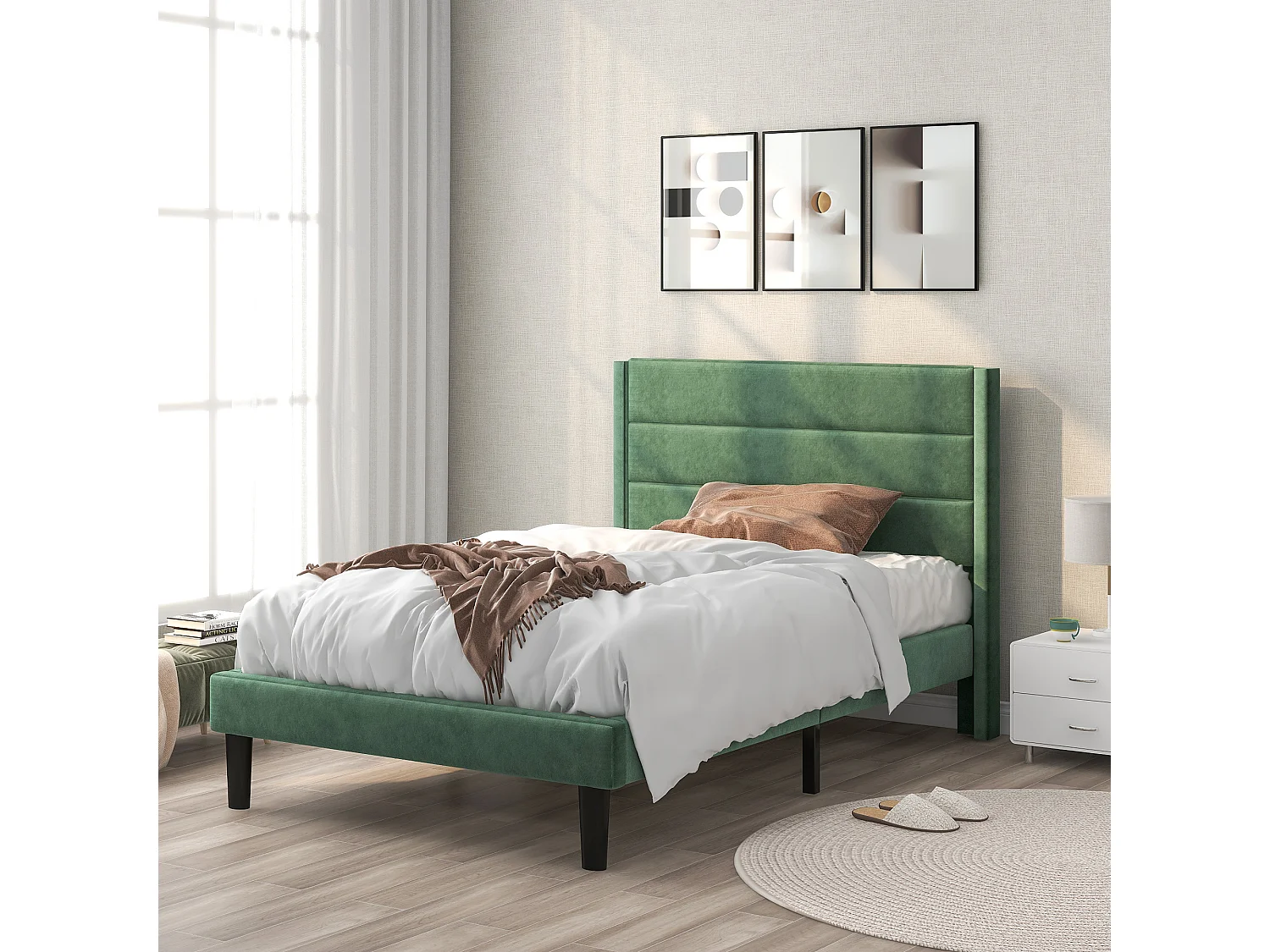 Cama acolchoada para adulto 180 x 762 cm, sem cabeceira, com faixa LED (monocromática), base com suspensão hidráulica, bege.