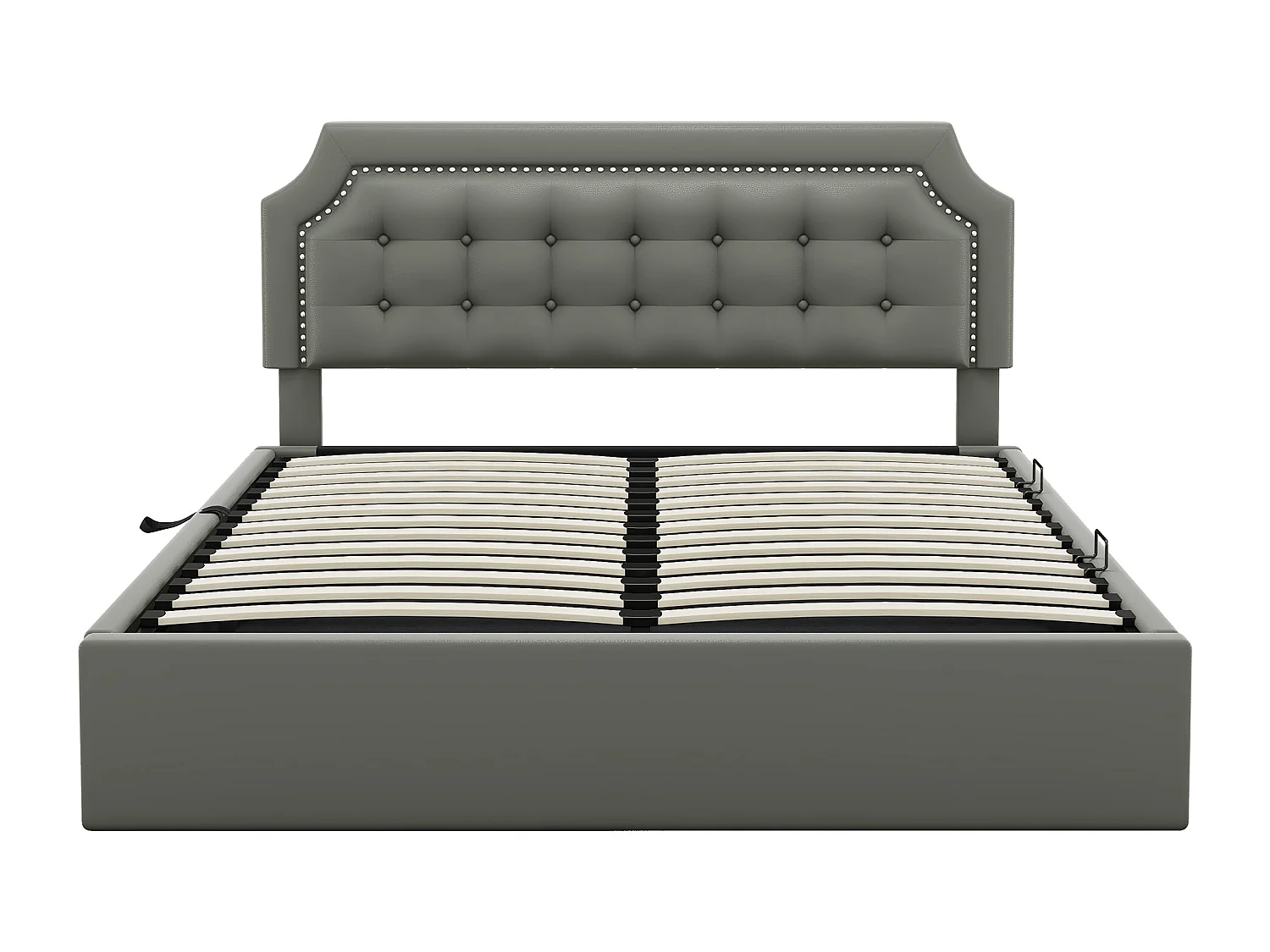 Lit plat rembourré gris 160 * 200cm, Design minimaliste, intérieur élégant