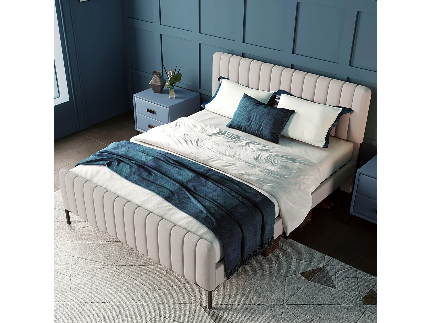 Cama acolchoada para adulto 180 x 1340 cm, sem cabeceira, com faixa LED (monocromática), base com suspensão hidráulica, bege.