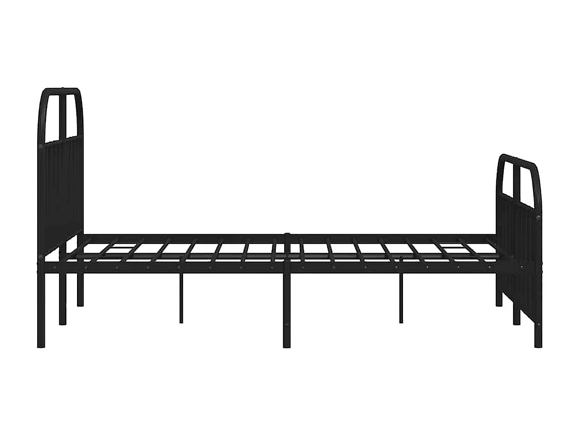 Cadre de lit métal sans matelas avec pied de lit noir 150x200cm