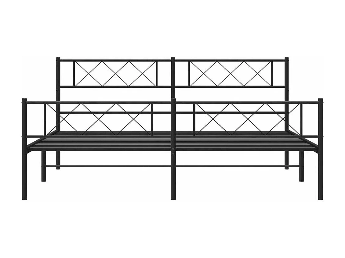 Bettgestell mit Kopf- und Fußteil Metall Schwarz 200x200 cm