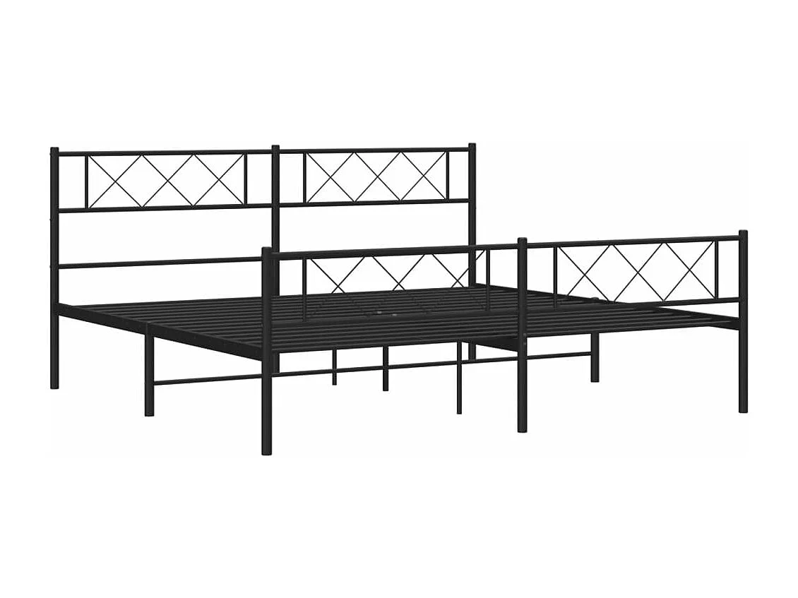 Bettgestell mit Kopf- und Fußteil Metall Schwarz 200x200 cm