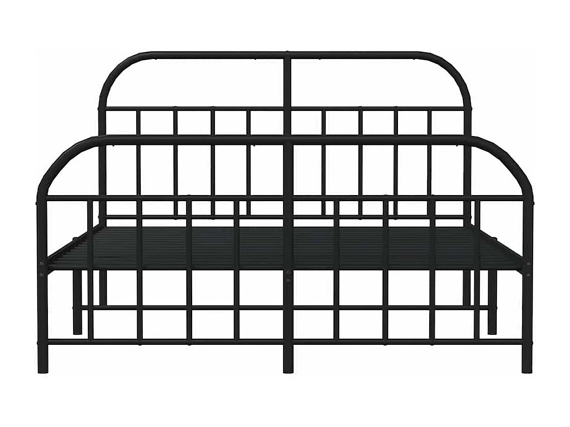 Cadre de lit métal sans matelas avec pied de lit noir 180x200cm
