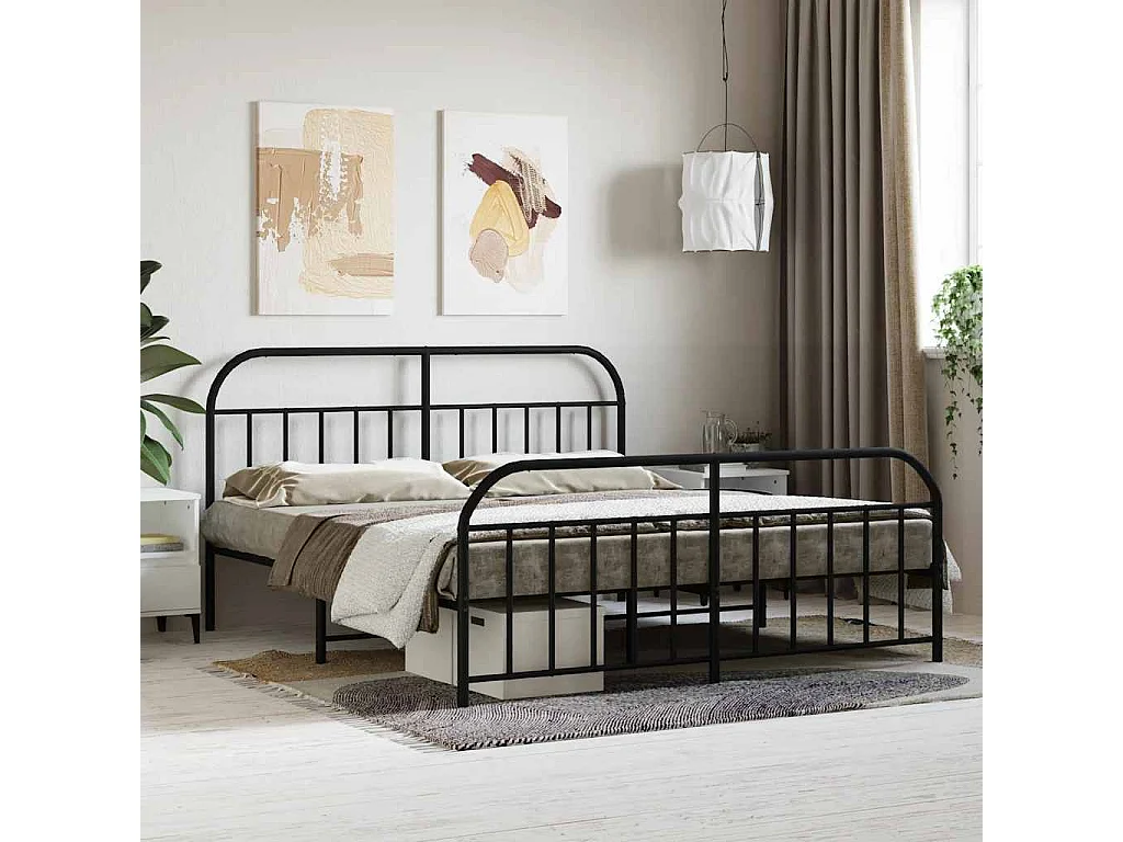 Estructura cama sin colchón con estribo metal negro 180x200 cm