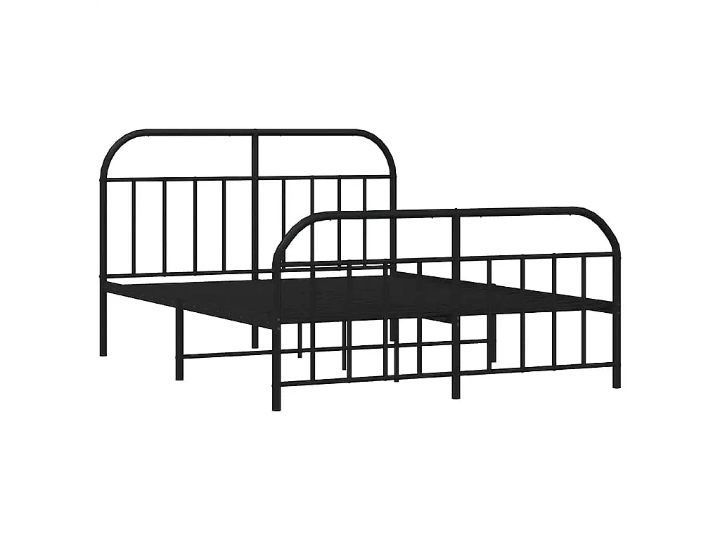 Metallbett ohne Matratze mit Fußteil Schwarz 180x200 cm
