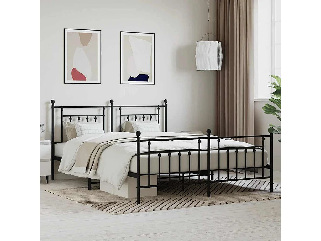 Bedframe met voetbord zonder matras metaal zwart 160x200 cm