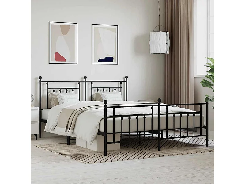 Metallbett ohne Matratze mit Fußteil Schwarz 160x200 cm