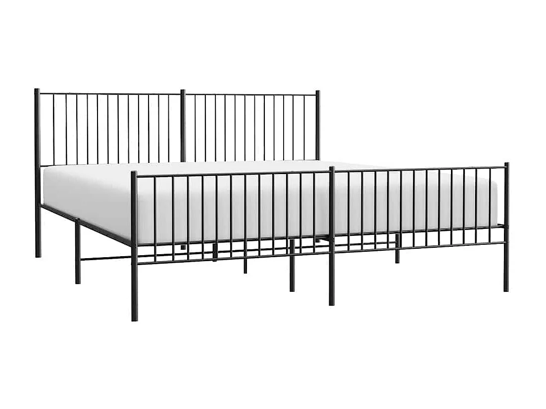 Cadre de lit métal sans matelas avec pied de lit noir 193x203cm