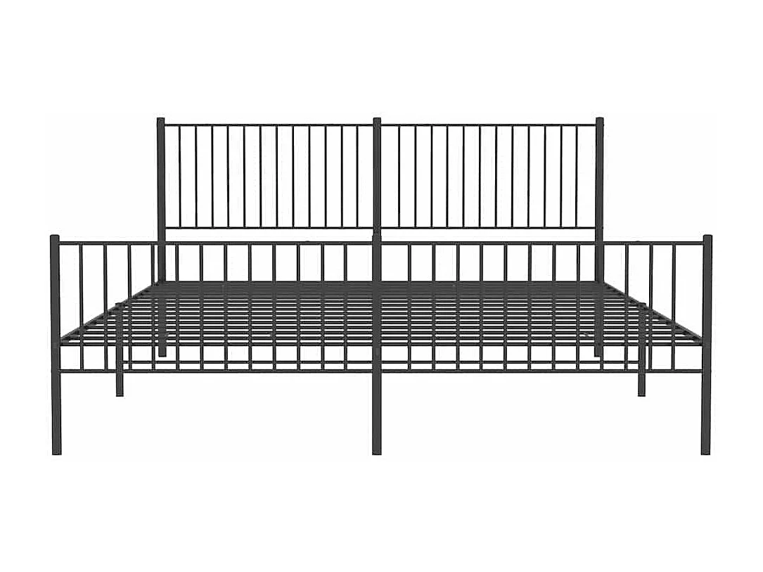 Cadre de lit métal sans matelas avec pied de lit noir 193x203cm
