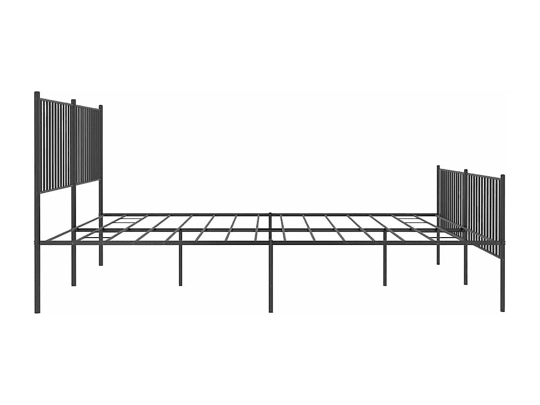Cadre de lit métal sans matelas avec pied de lit noir 193x203cm