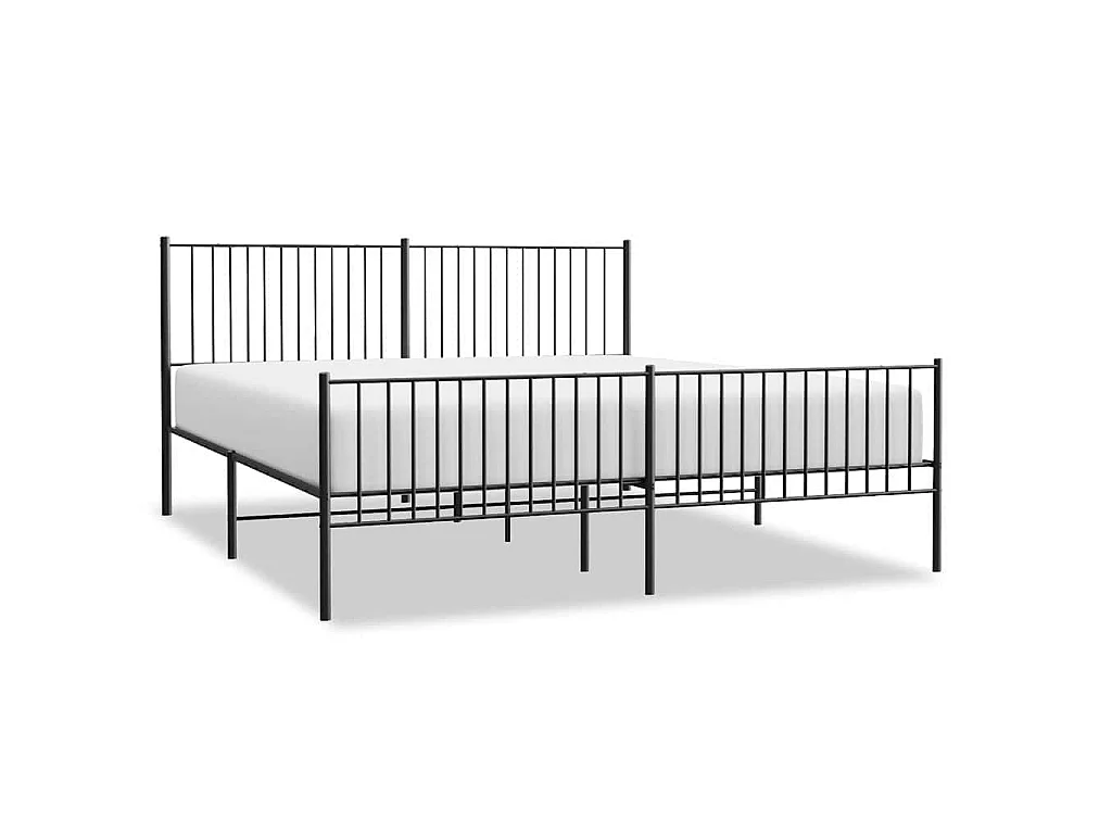 Cadre de lit métal sans matelas avec pied de lit noir 193x203cm