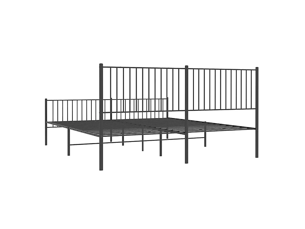 Cadre de lit métal sans matelas avec pied de lit noir 193x203cm