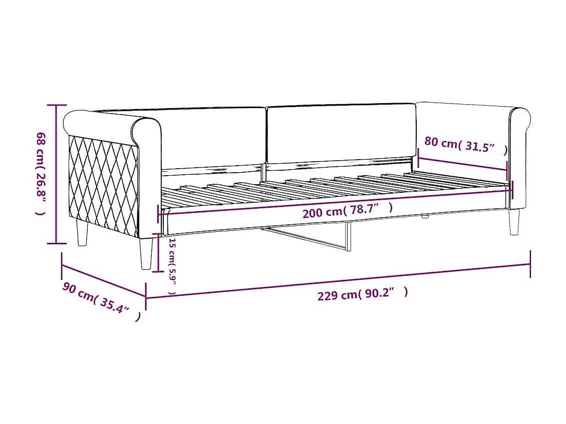 Lit de repos sans matelas vert foncé 80x200 cm velours