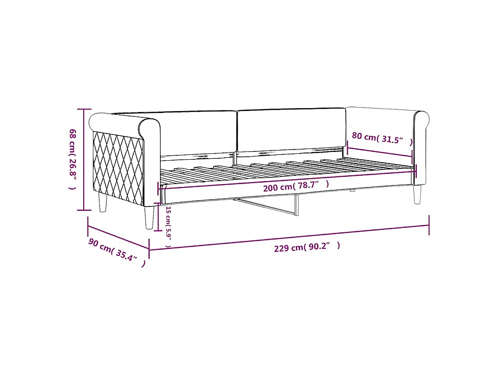 Lit de repos sans matelas vert foncé 80x200 cm velours
