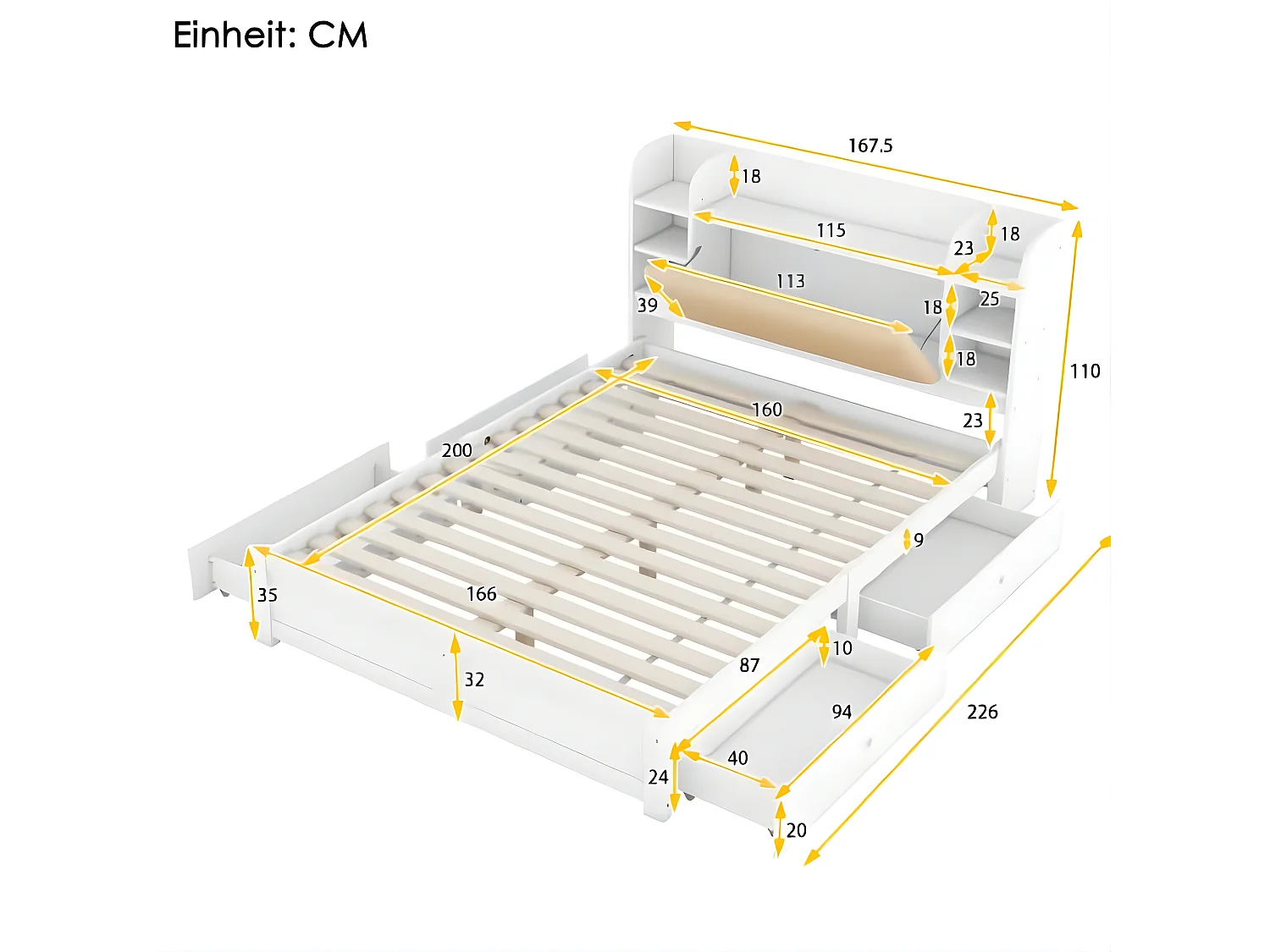Cama acolchoada para adulto 180 x 1290 cm, sem cabeceira, com faixa LED (monocromática), base com suspensão hidráulica, bege.