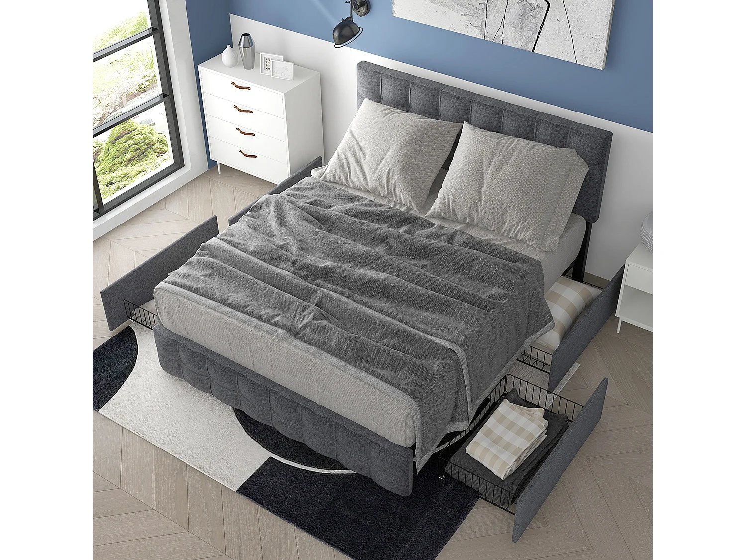 Cama acolchoada para adulto 180 x 1245 cm, sem cabeceira, com faixa LED (monocromática), base com suspensão hidráulica, bege.