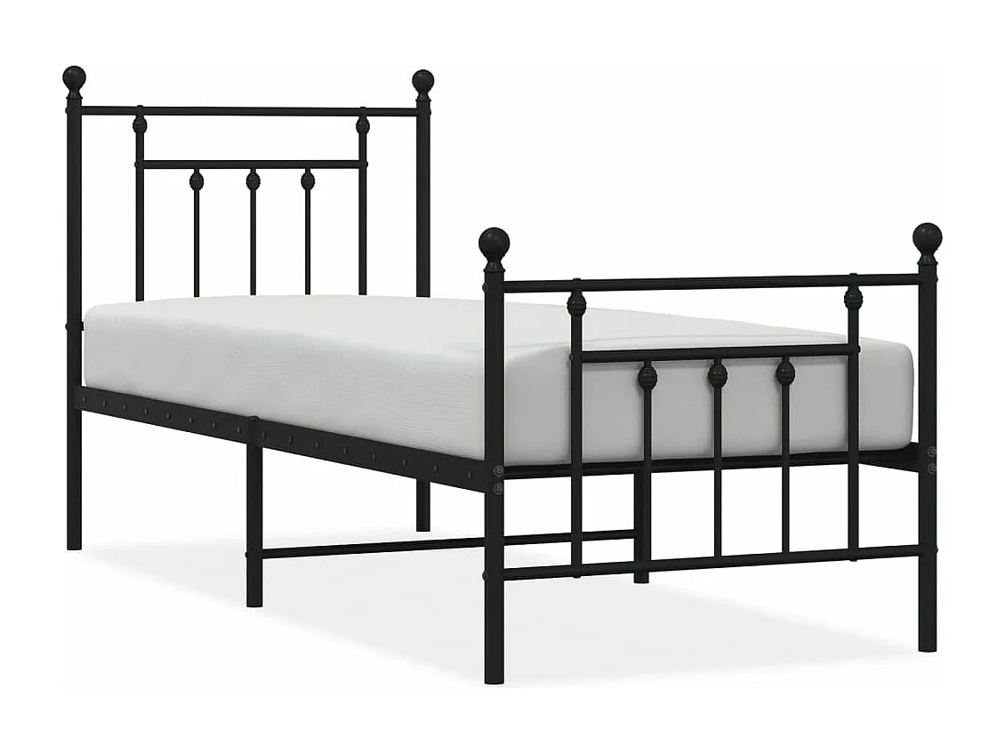 Bedframe met hoofd- en voeteneinde metaal zwart 75x190 cm