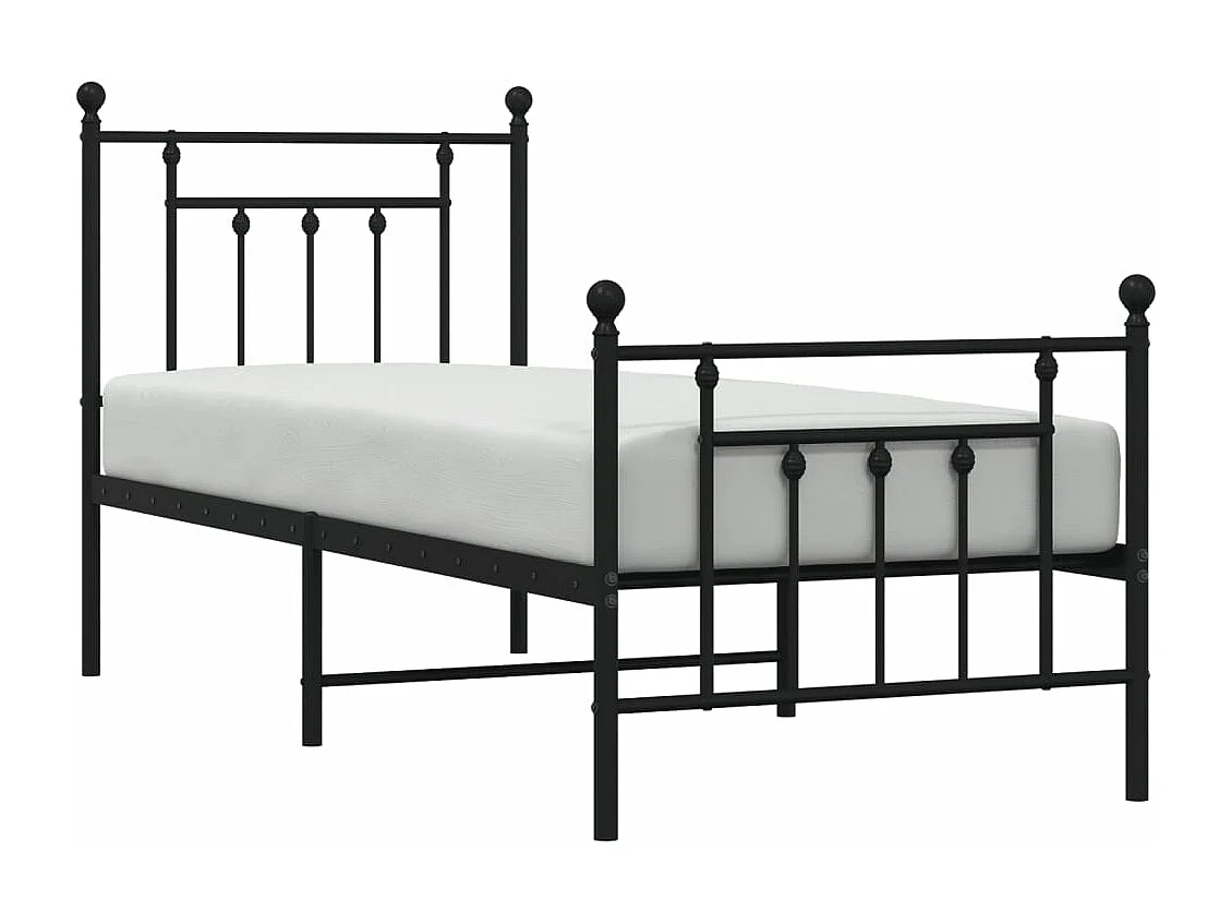 Bedframe met hoofd- en voeteneinde metaal zwart 75x190 cm