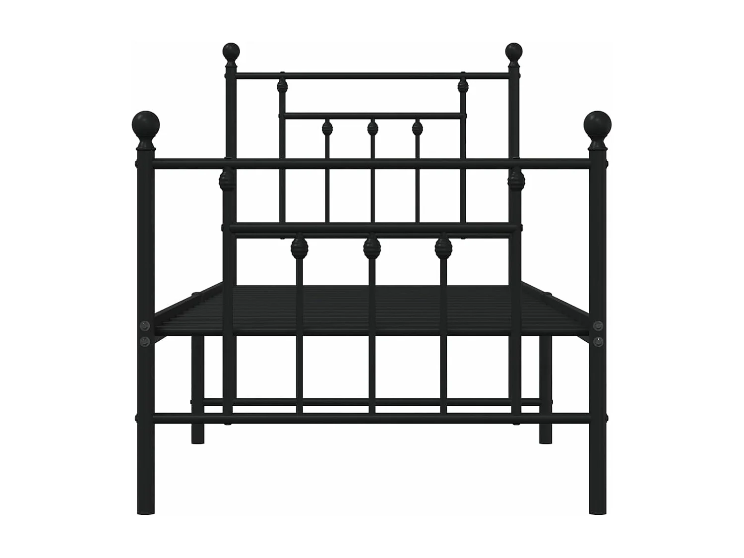 Bedframe met hoofd- en voeteneinde metaal zwart 75x190 cm