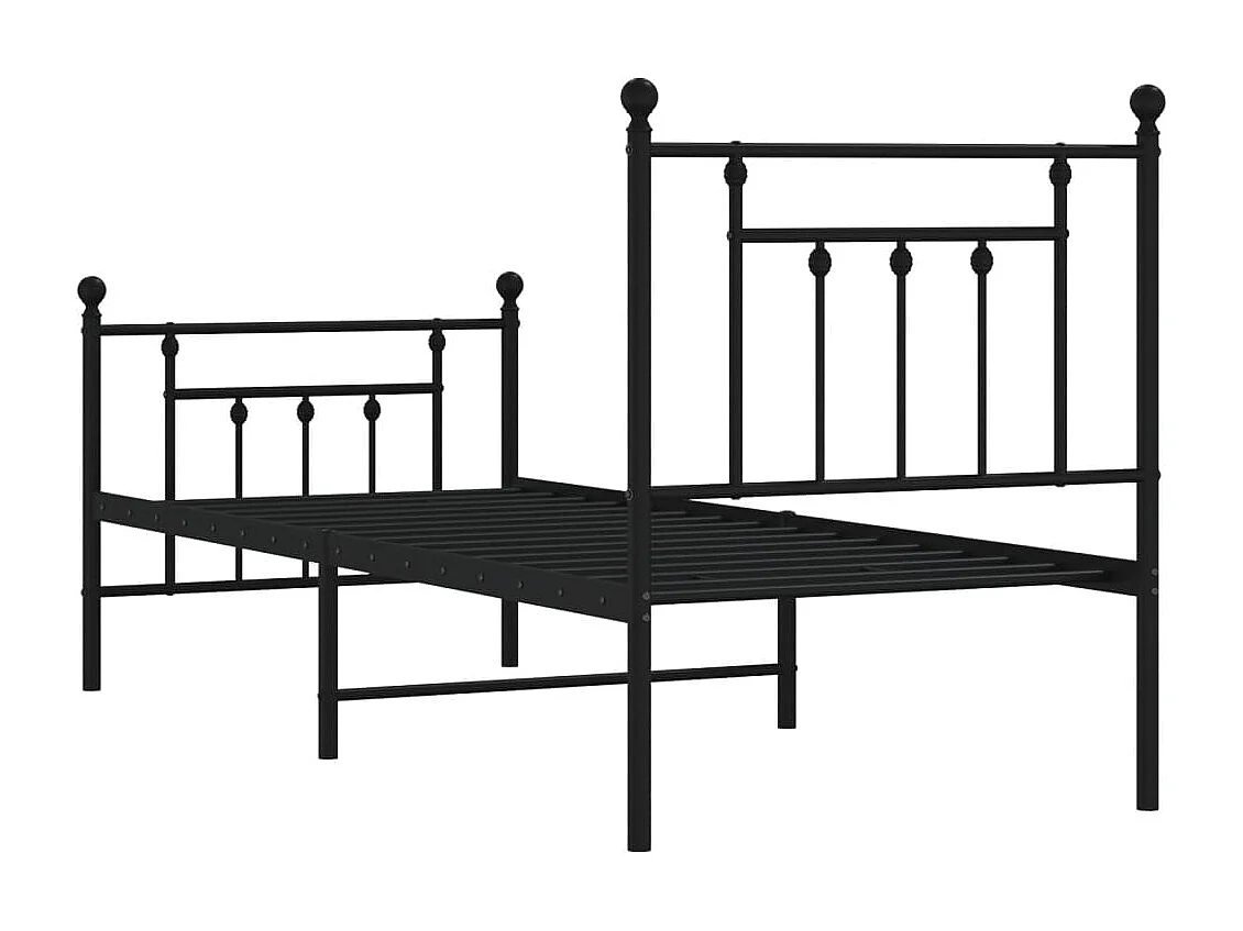 Bedframe met hoofd- en voeteneinde metaal zwart 75x190 cm