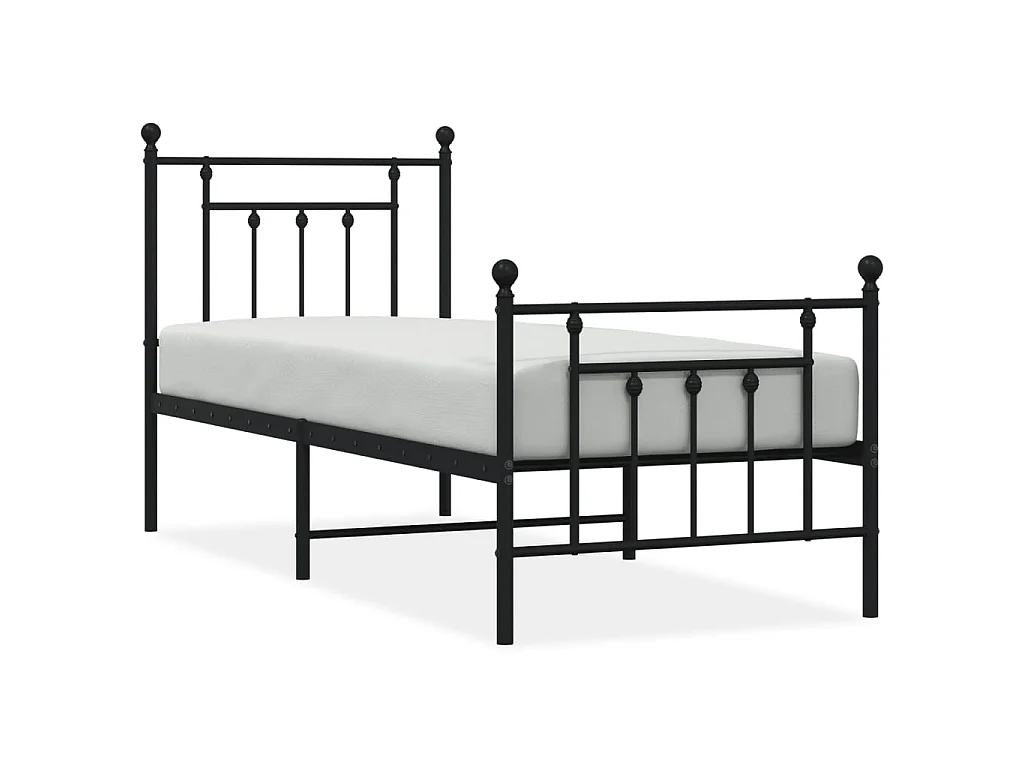 Bettgestell mit Kopf- und Fußteil Metall Schwarz 75x190 cm