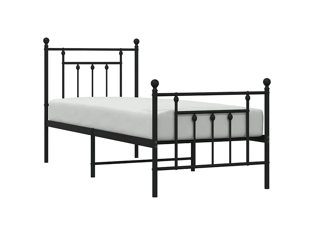 Bettgestell mit Kopf- und Fußteil Metall Schwarz 75x190 cm