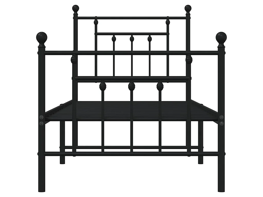 Bettgestell mit Kopf- und Fußteil Metall Schwarz 75x190 cm