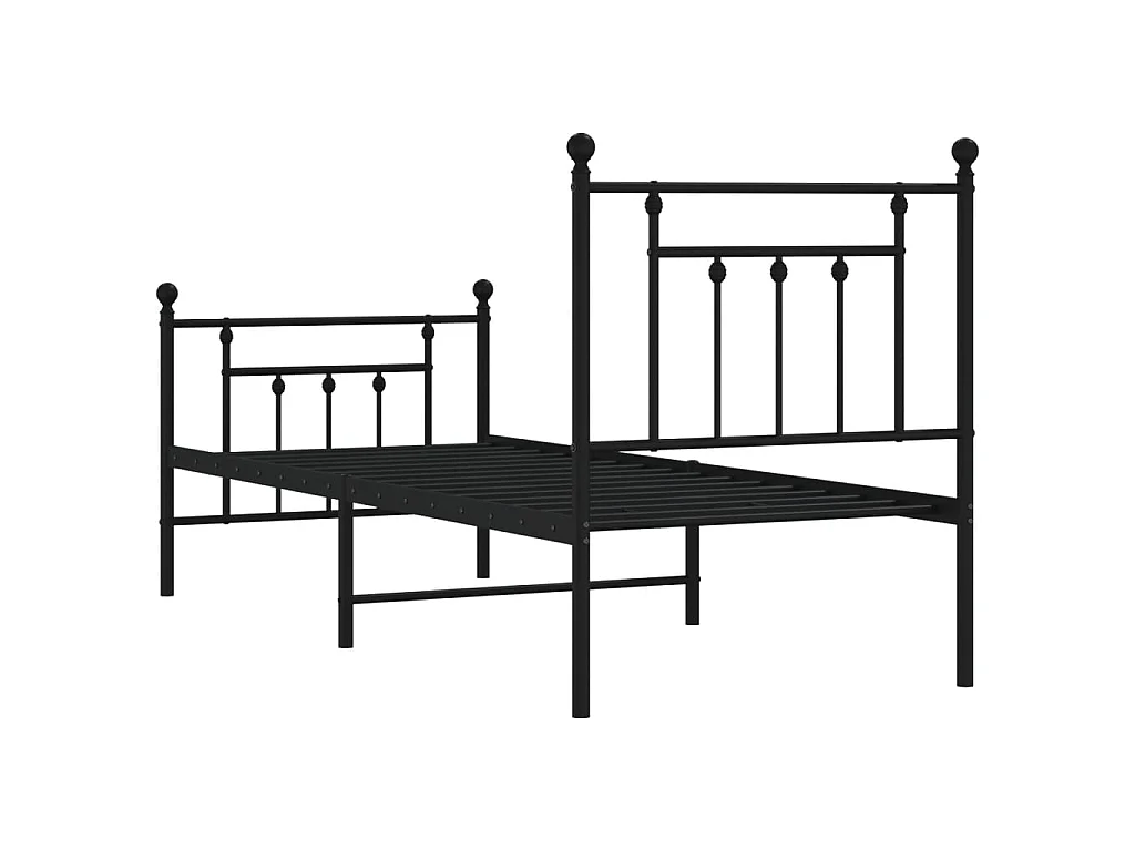 Bettgestell mit Kopf- und Fußteil Metall Schwarz 75x190 cm