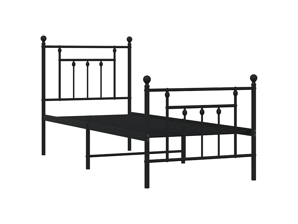 Giroletto con Testiera e Pediera Metallo Nero 75x190 cm