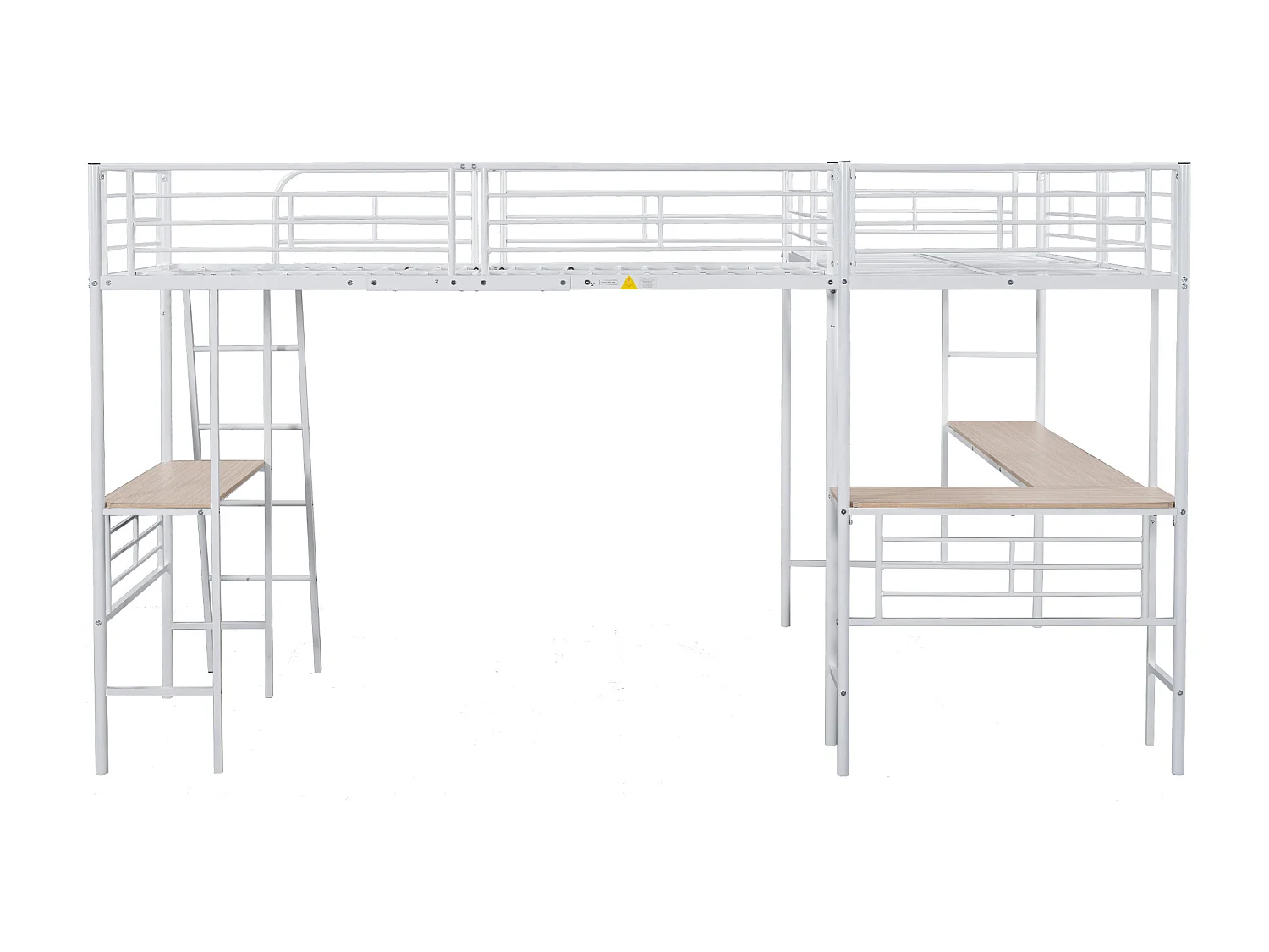 Blanc 90 * 200cm lits superposés, deux lits superposés, table sous le lit, Double escalier, barre de haute hauteur