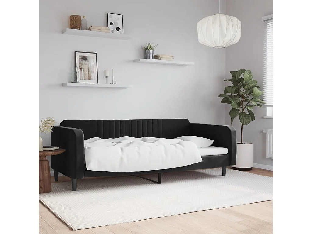 Lit de repos sans matelas noir 90x190 cm velours