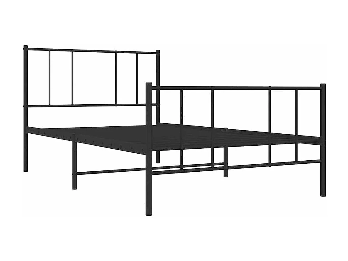 Cadre de lit métal sans matelas avec pied de lit noir 100x190cm