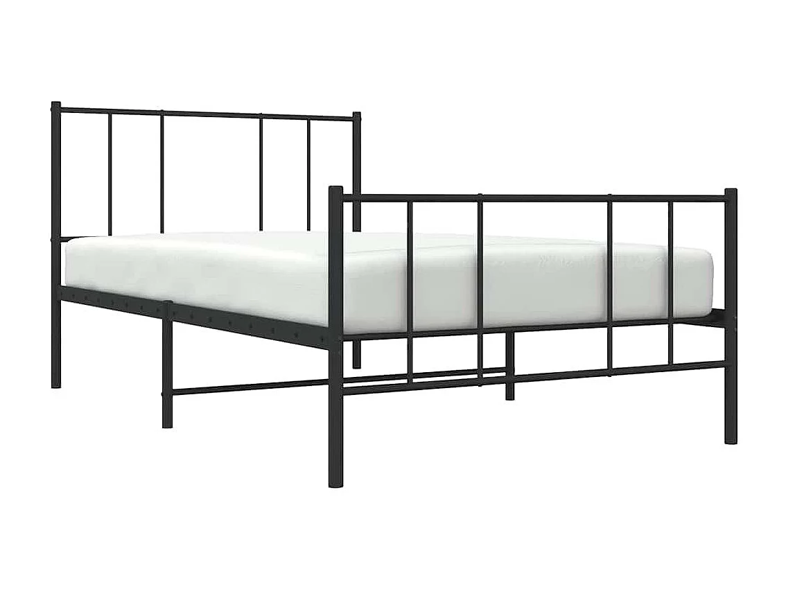 Cadre de lit métal sans matelas avec pied de lit noir 100x190cm