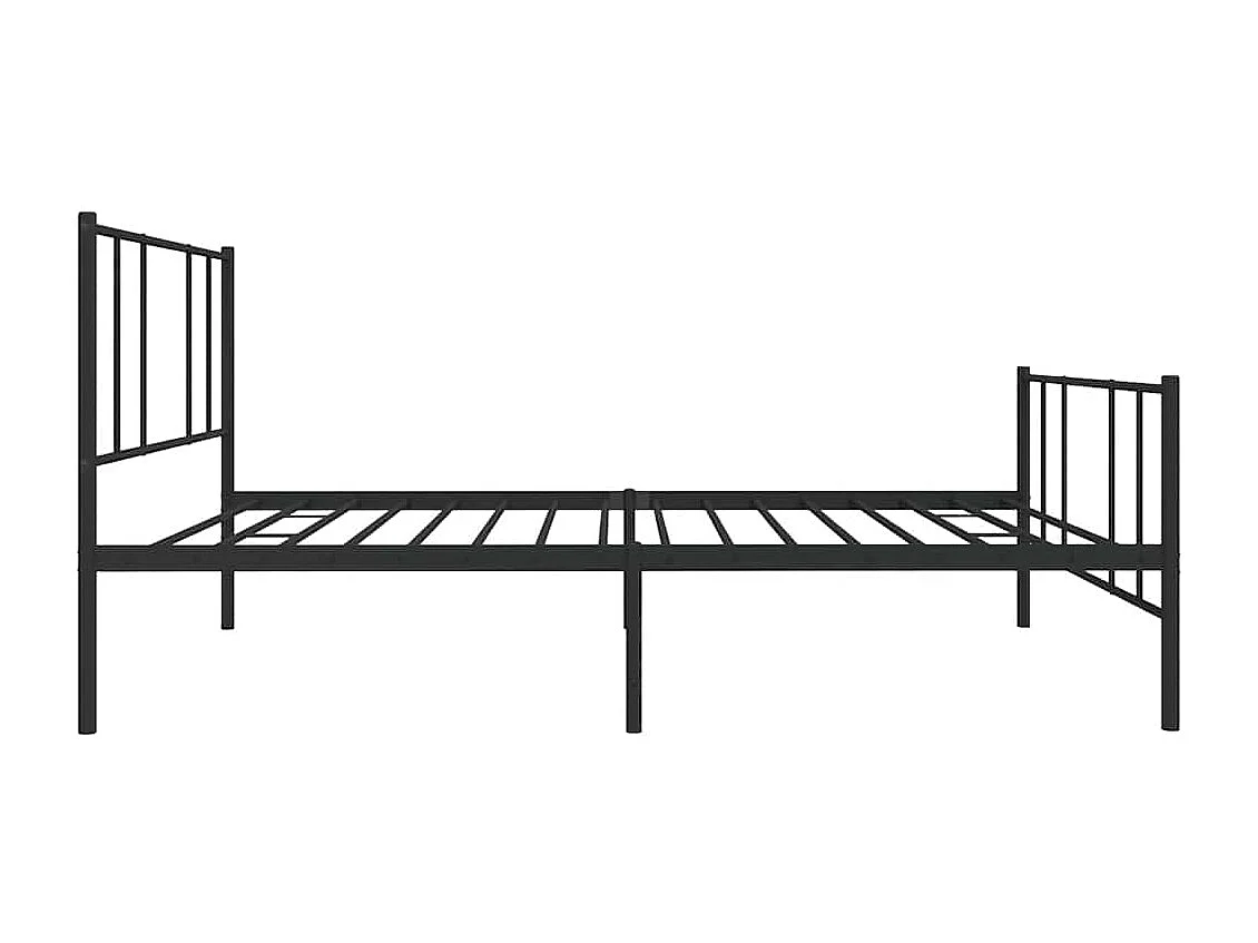 Cadre de lit métal sans matelas avec pied de lit noir 100x190cm