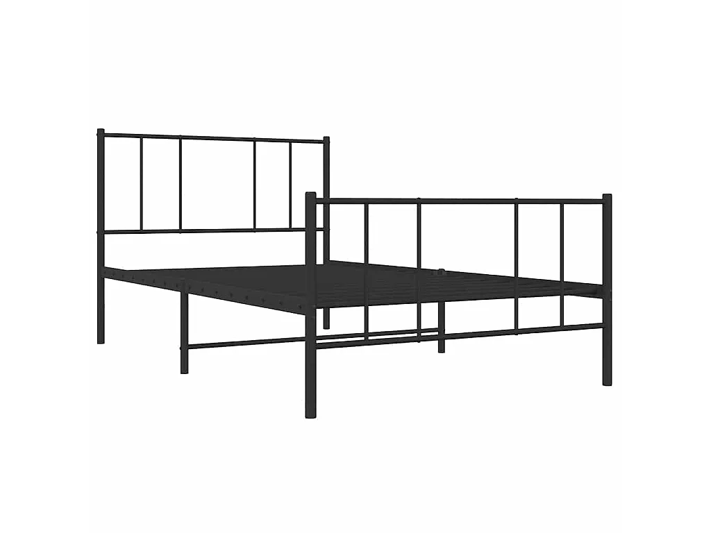Cadre de lit métal sans matelas avec pied de lit noir 100x190cm
