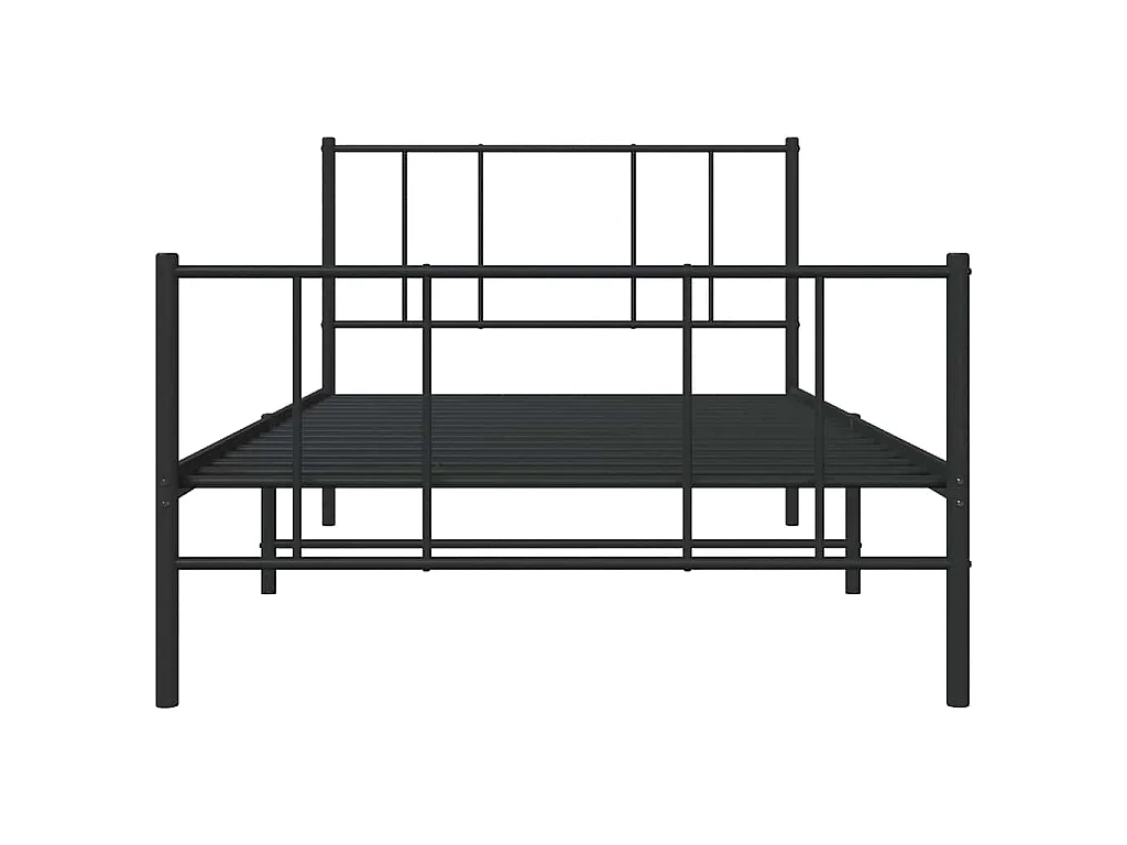 Cadre de lit métal sans matelas avec pied de lit noir 100x190cm