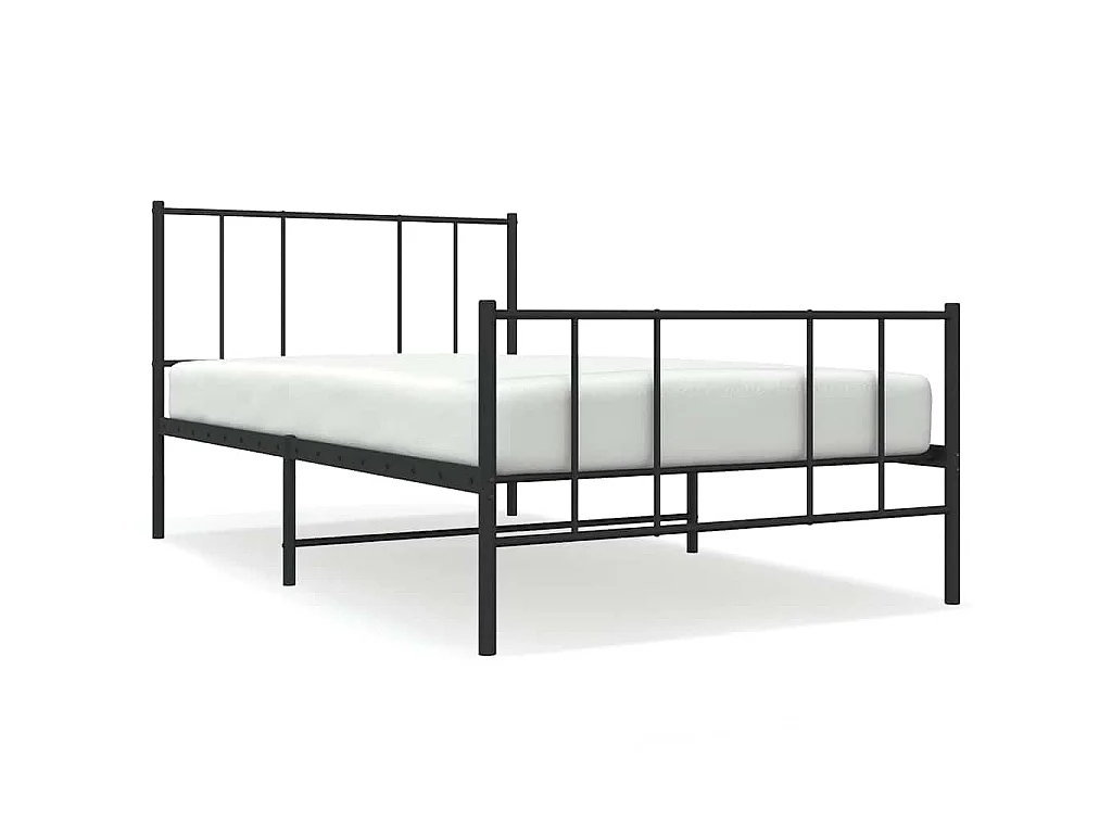 Cadre de lit métal sans matelas avec pied de lit noir 100x190cm