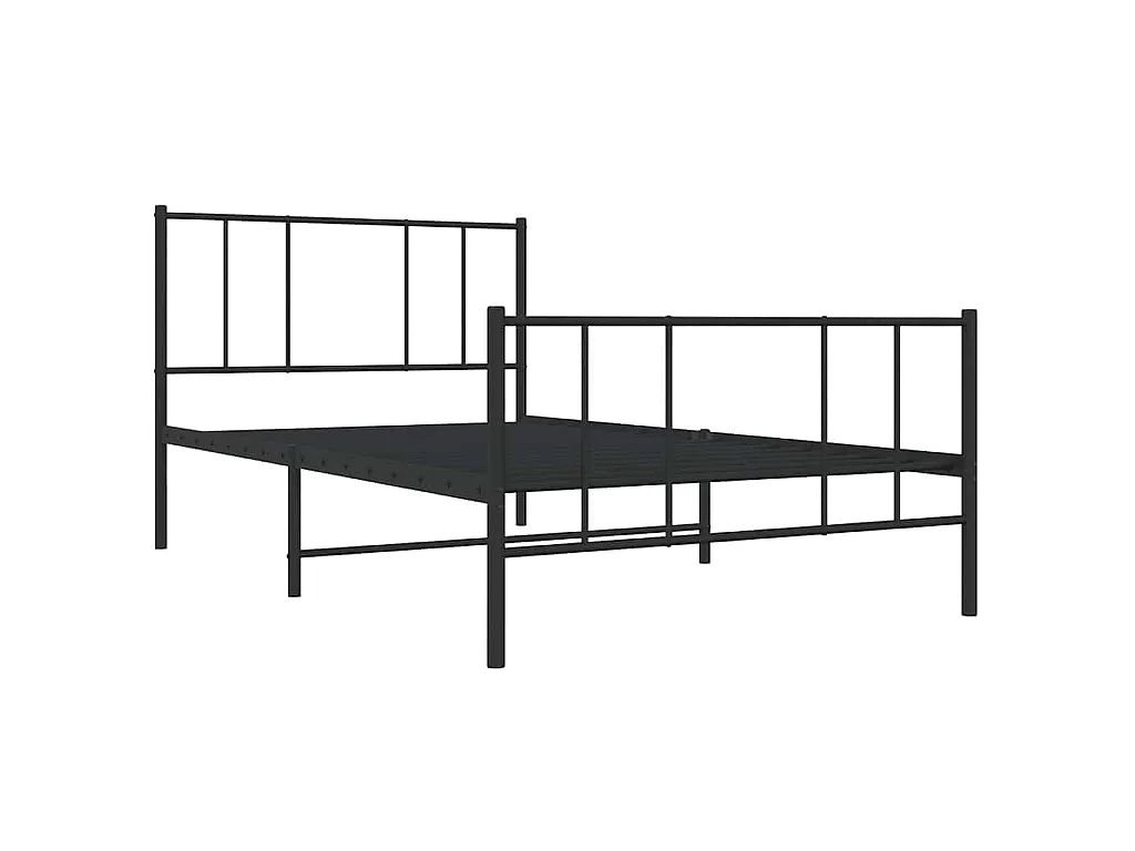 Cadre de lit métal sans matelas avec pied de lit noir 100x190cm