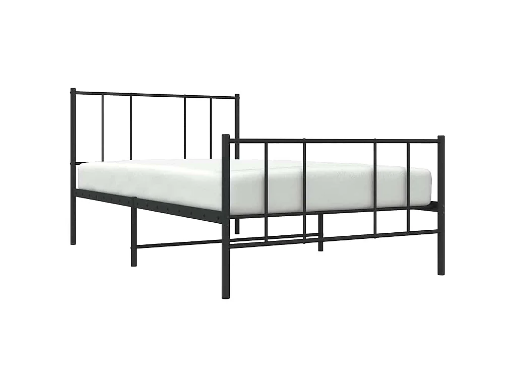 Cadre de lit métal sans matelas avec pied de lit noir 100x190cm