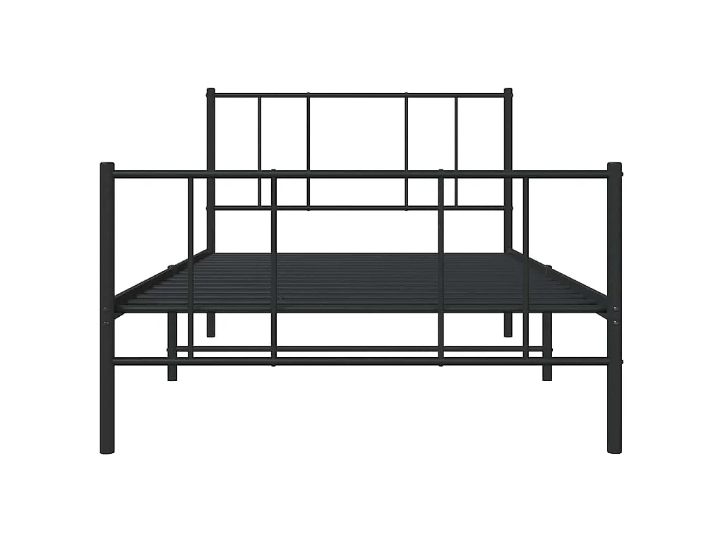 Cadre de lit métal sans matelas avec pied de lit noir 100x190cm