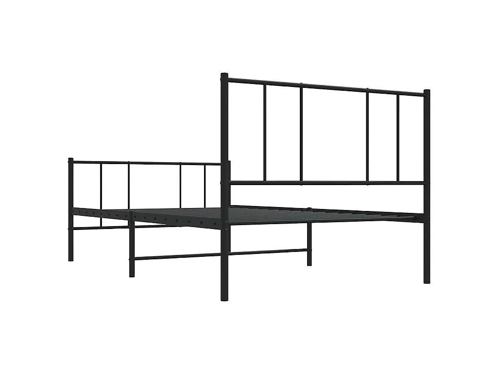 Cadre de lit métal sans matelas avec pied de lit noir 100x190cm