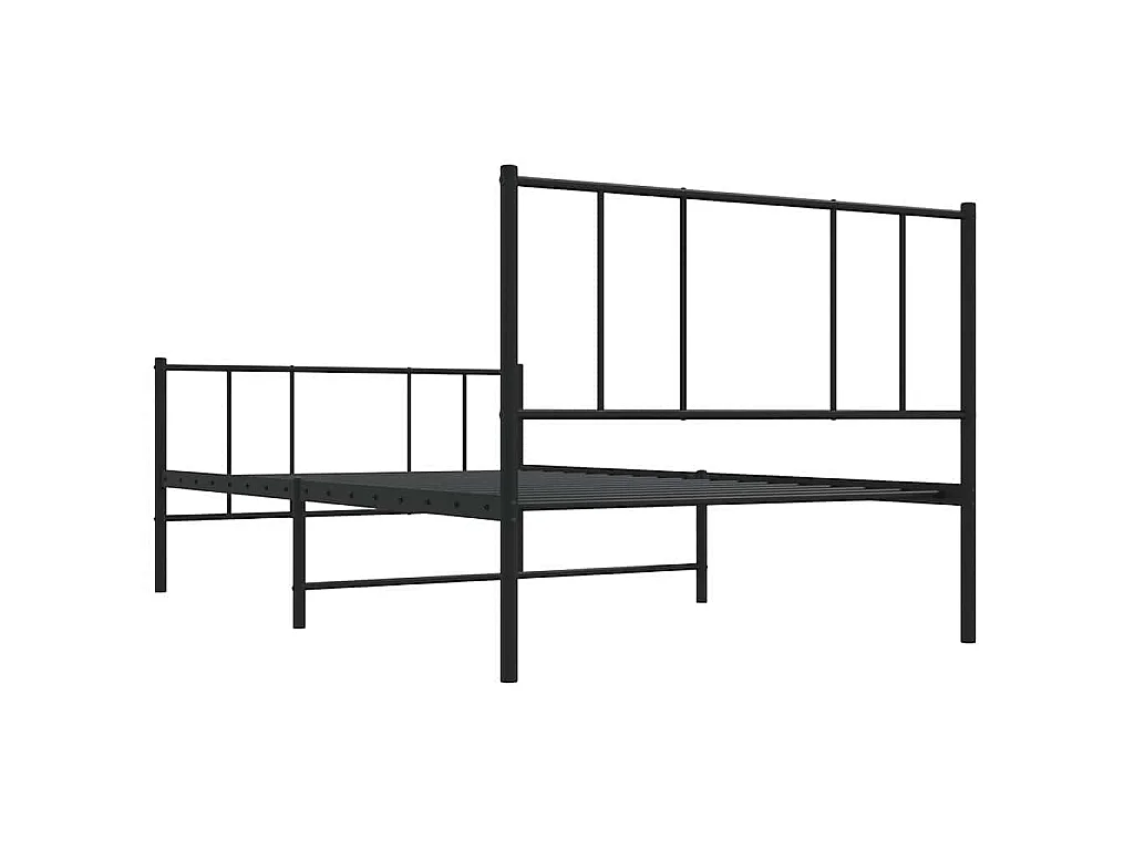 Cadre de lit métal sans matelas avec pied de lit noir 100x190cm