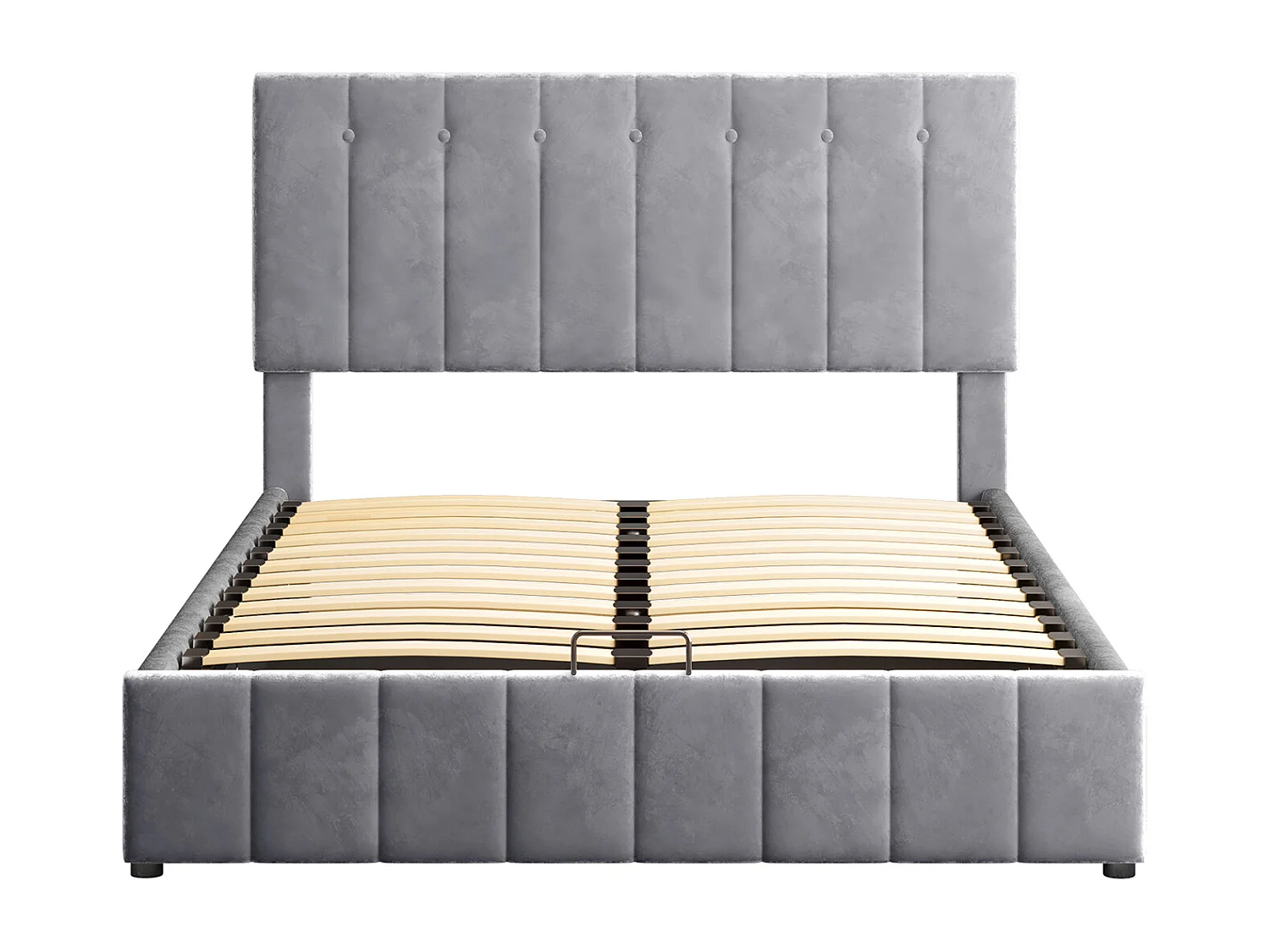 Cama acolchoada para adulto 180 x 289 cm, sem cabeceira, com faixa LED (monocromática), base com suspensão hidráulica, bege.