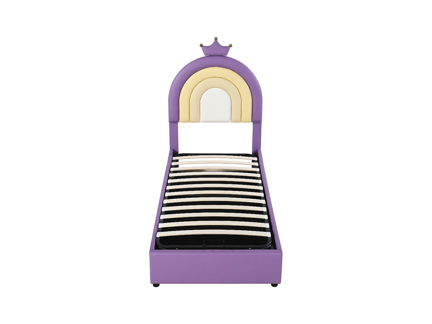 Lit rembourré Violet clair 90 * 200, lit Junior avec cadre à lattes et tête de lit, support de lattes en bois, tête de lit réglable en hauteur