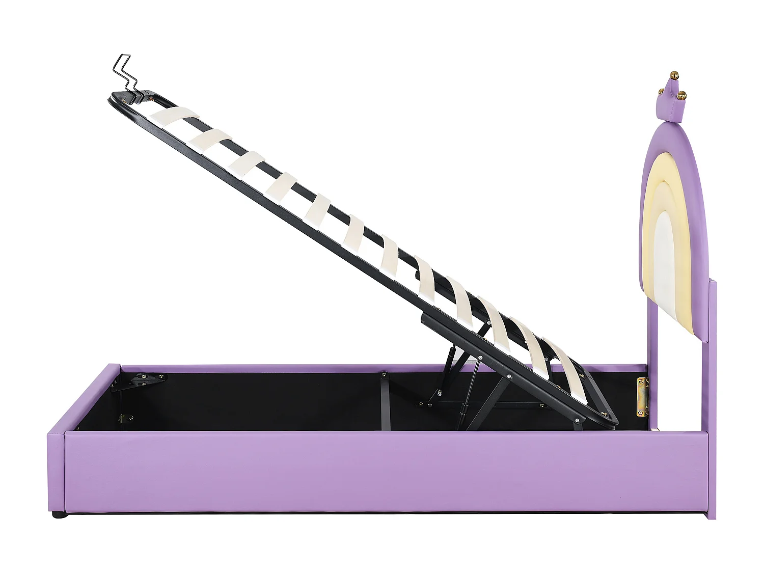 Lit rembourré Violet clair 90 * 200, lit Junior avec cadre à lattes et tête de lit, support de lattes en bois, tête de lit réglable en hauteur