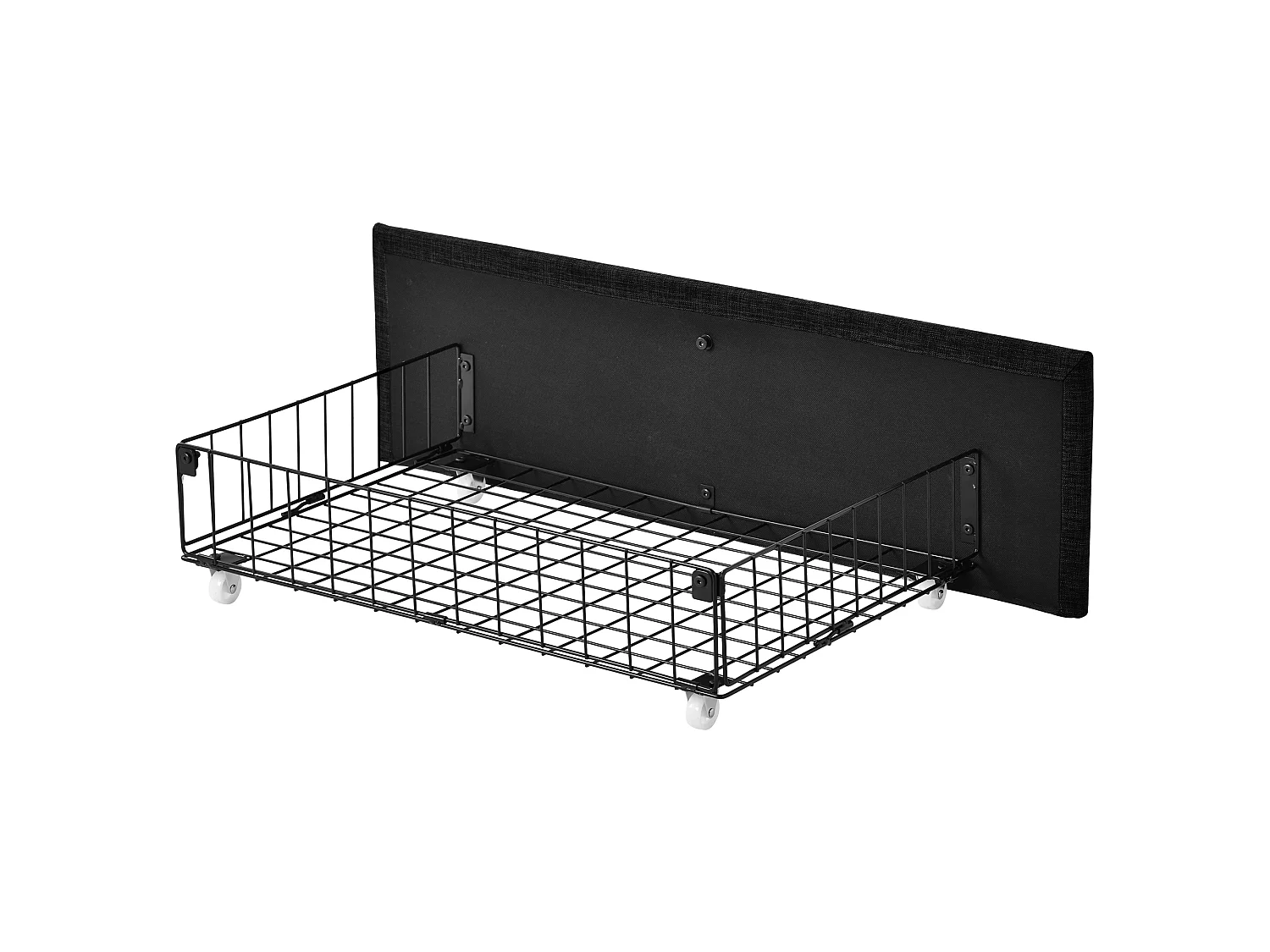 Lit Capitonné 140*200 cm Avec 4 Tiroirs - Sommier À Lattes - Coffre - Tête De Lit Réglable - Support En Métal - Lin Noir - Sans Matelas
