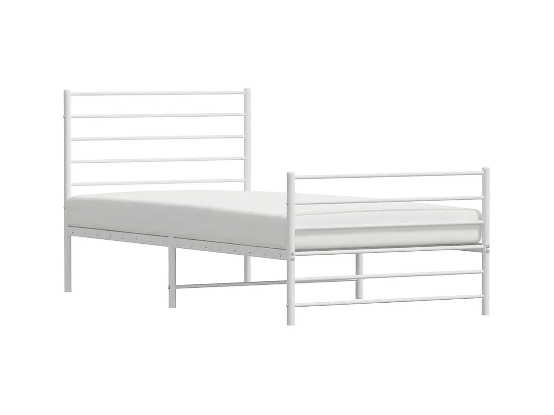 Bedframe met hoofd- en voeteneinde metaal wit 100x190 cm