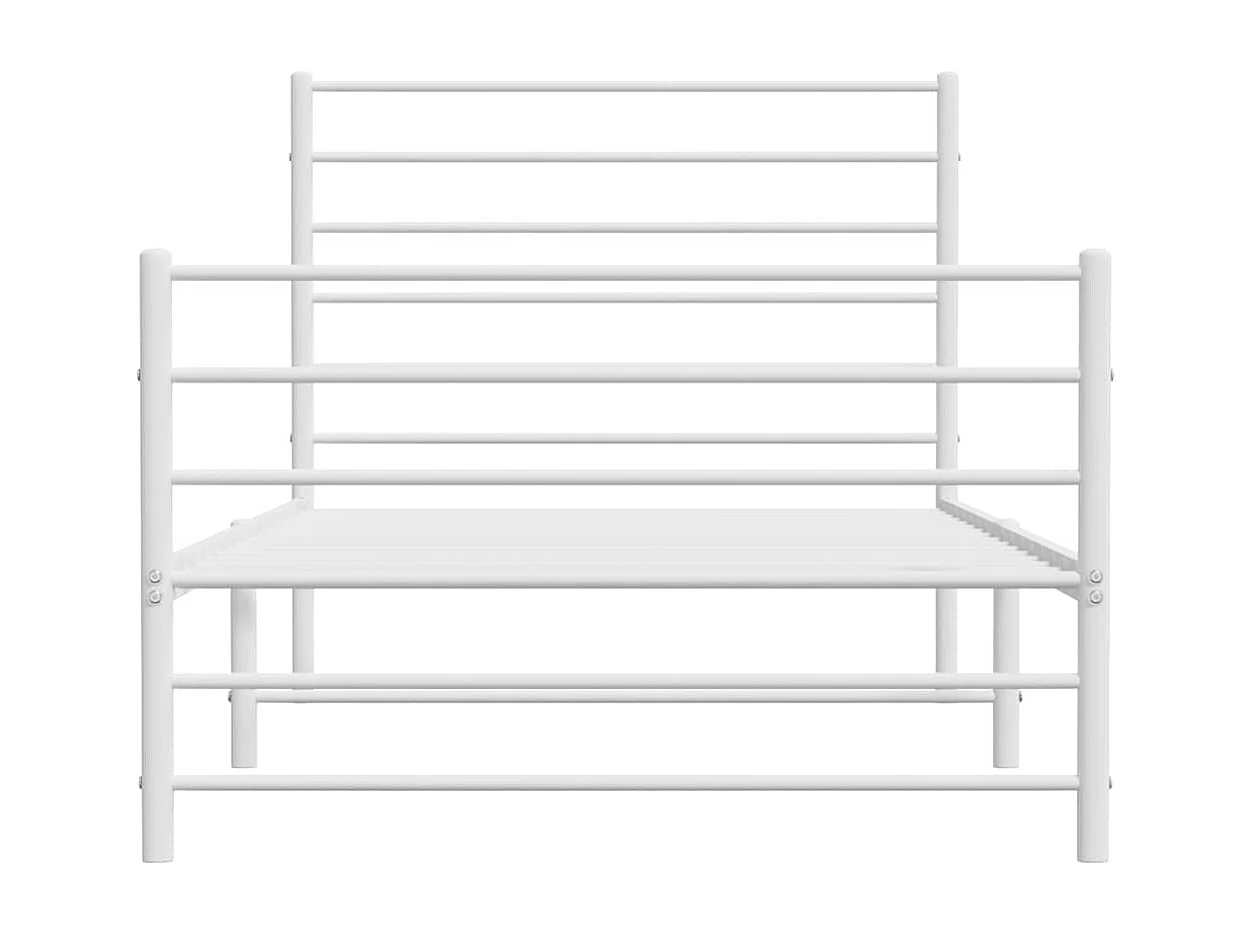 Bettgestell mit Kopf- und Fußteil Metall Weiß 100x190 cm